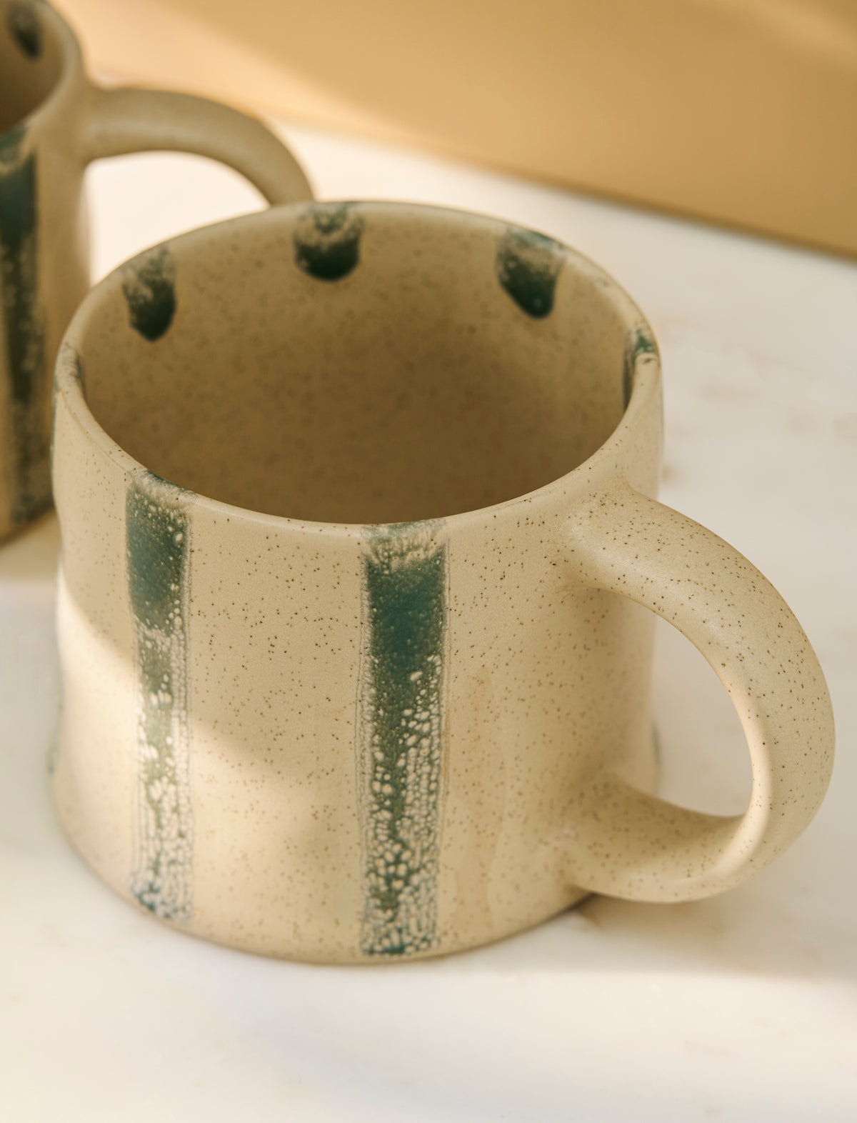 Woolstone Stoneware Striped Mugs - Rosemary (Set of 2)