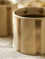 Woolstone Stoneware Striped Mugs - Truffle (Set of 2)