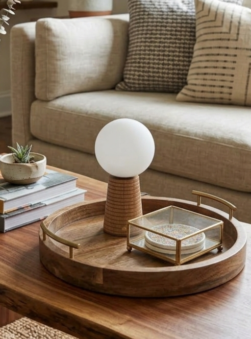 CHALK Deco Cone Rechargeable Table Lamp - Ribbed Beach