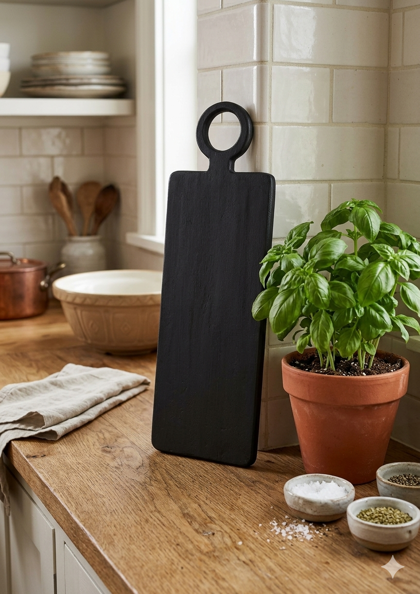 Black Rectangular Wooden Board - 51cm