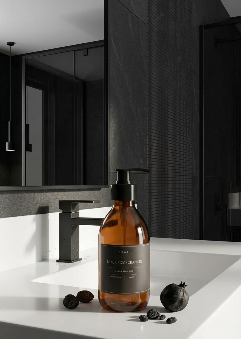 CHALK Amber Glass Hand & Body Wash - Black Pomegranate 250ml