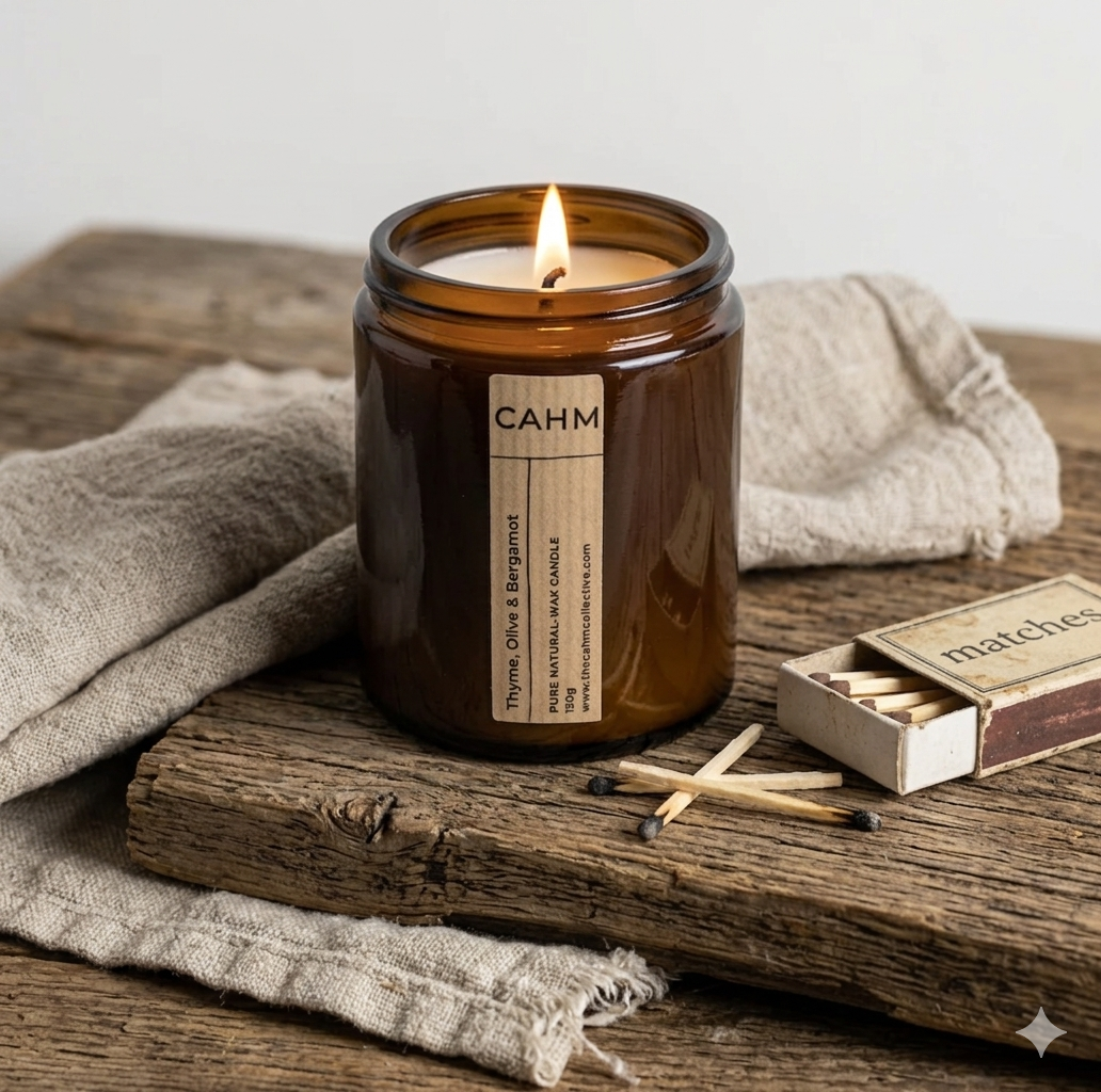 Thyme, Olive & Bergamot Amber Jar Candle - 150g