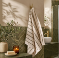 Hebden Narrow Stripe 100% Cotton Hand Towel - Olive