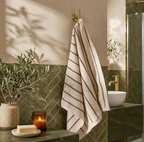Hebden Narrow Stripe 100% Cotton Hand Towel - Olive