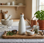 Rustic Stoneware Oil Bottle - Large