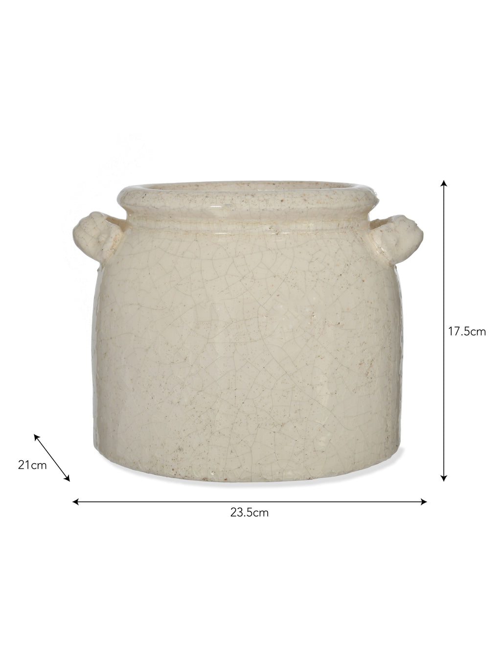 Ravello White Pot With Handles - 21cm