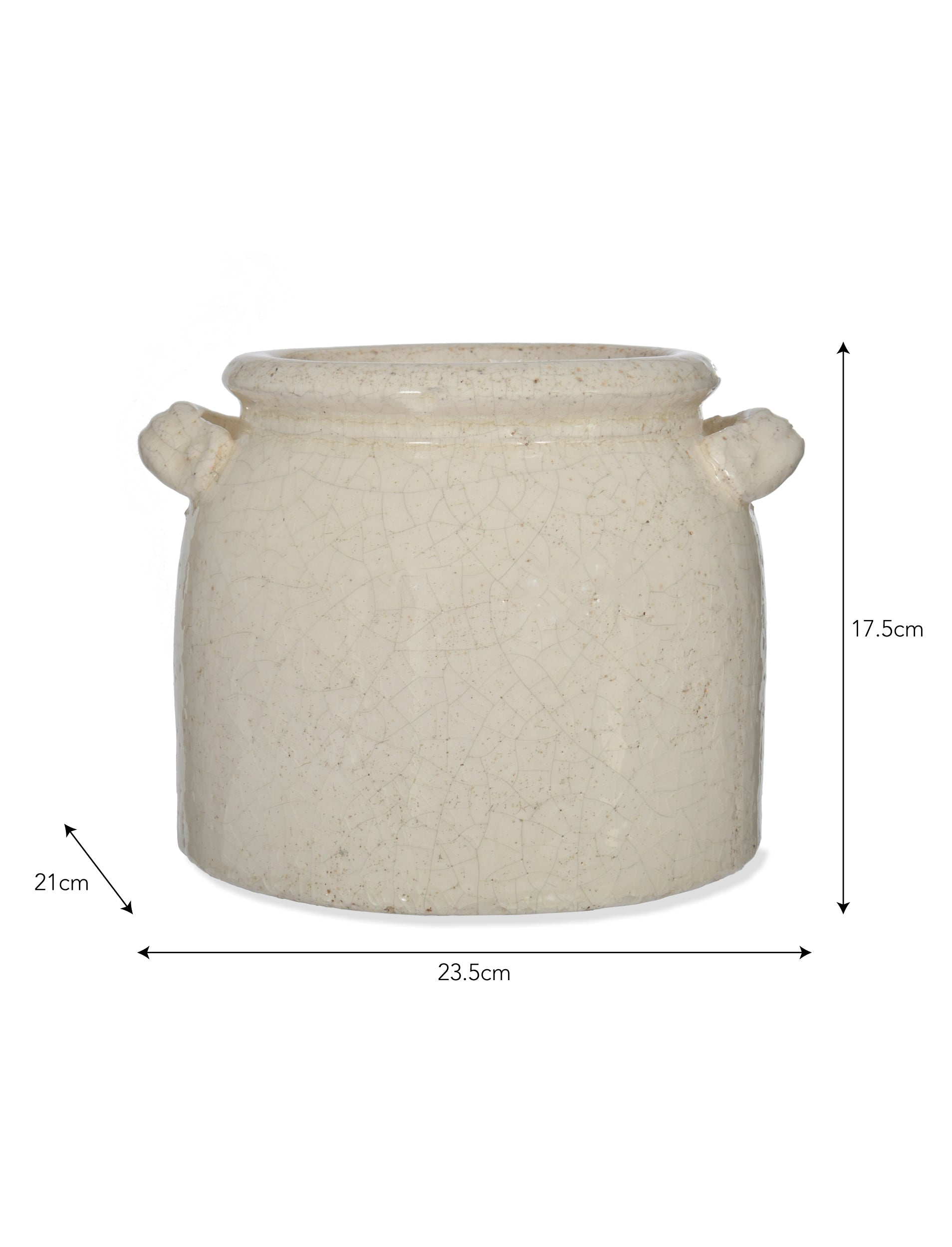 Ravello White Pot With Handles - 21cm