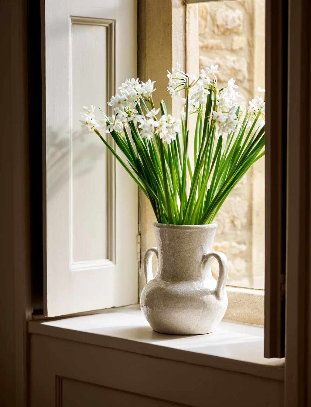 Ravello Vase With Handles - Stoneware (White)