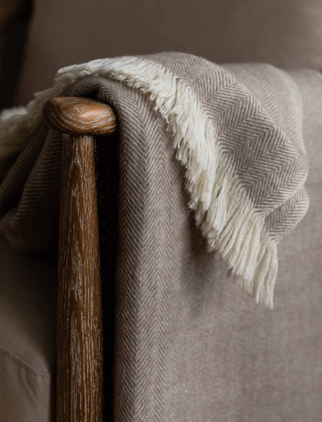 Stockwell Natural Wool Herringbone Throw
