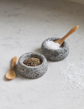 Granite Salt & Pepper Pots with Bamboo Spoons