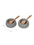 Granite Salt & Pepper Pots with Bamboo Spoons