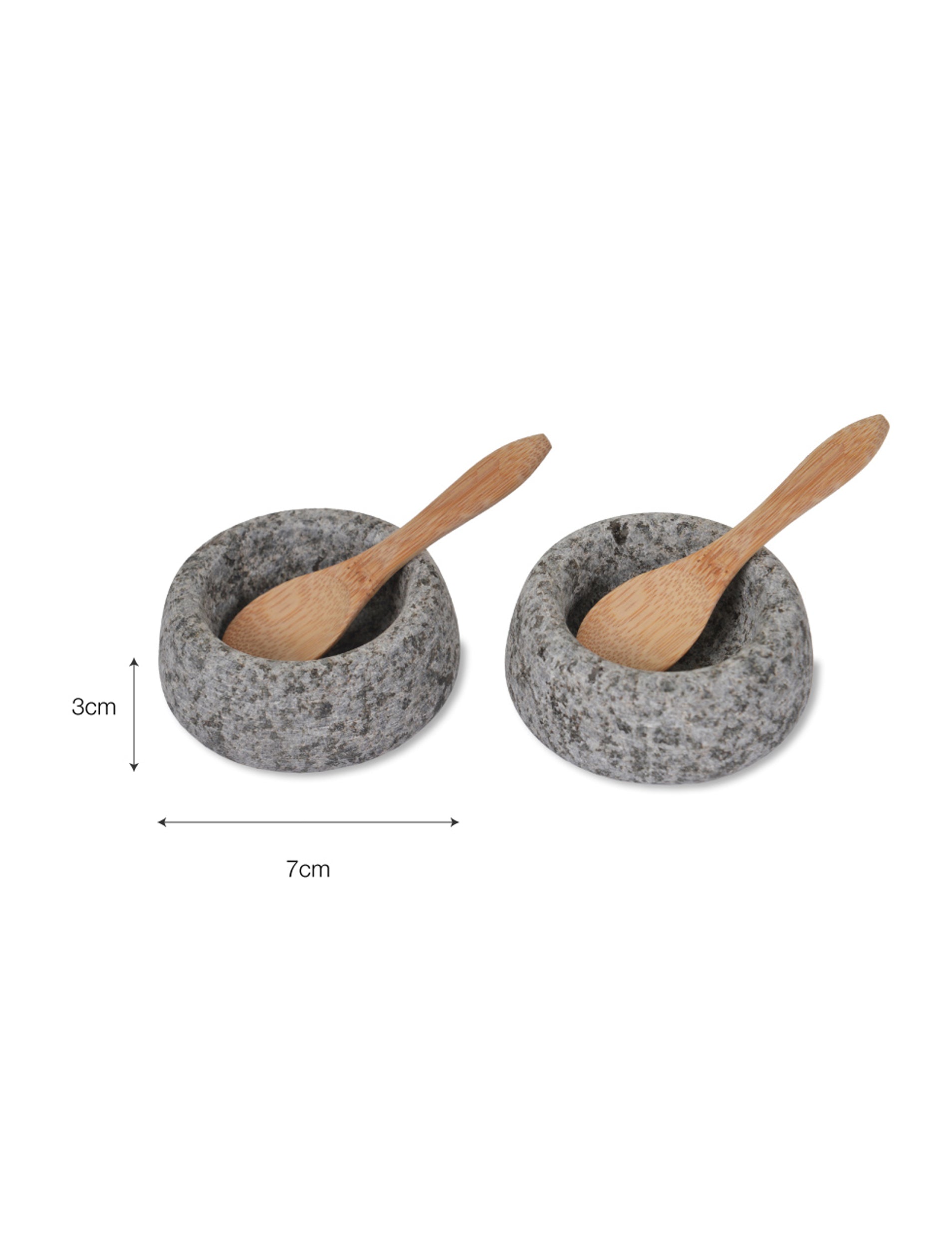 Granite Salt & Pepper Pots with Bamboo Spoons