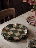 Green Wavy Check Serving Platter