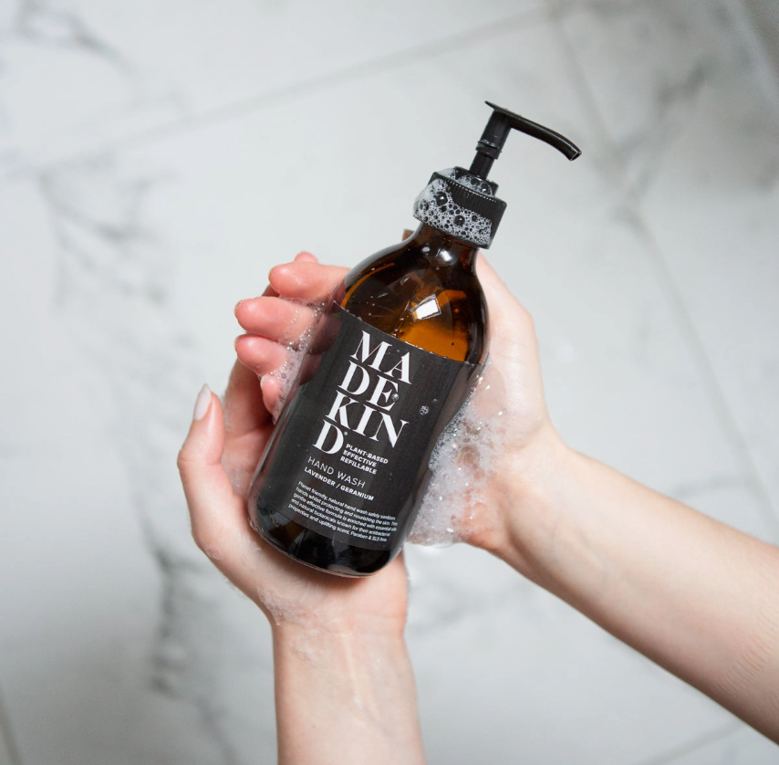 MadeKind Natural Hand Wash - Lavender & Geranium 300ml (Glass Bottle)