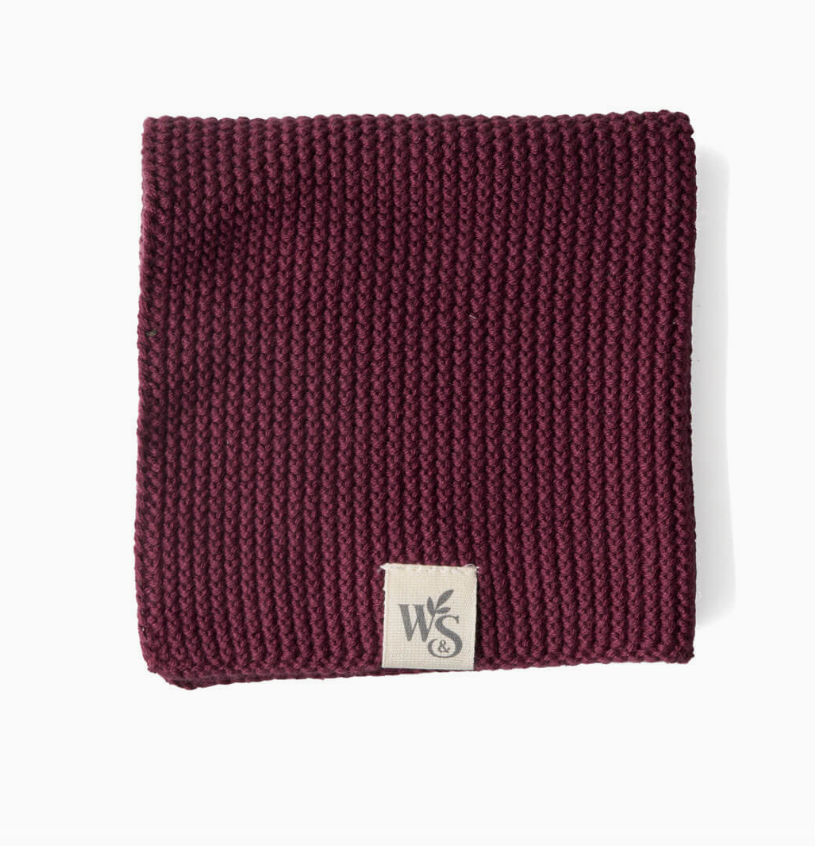 Dish Cloth - Burgundy 100% Organic Cotton