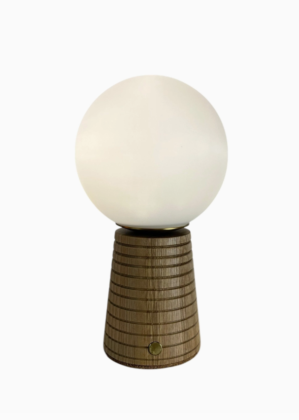 CHALK Deco Cone Rechargeable Table Lamp - Ribbed Beach