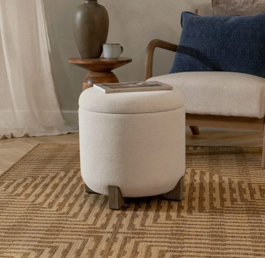 Neven Storage Footstool - Ecru
