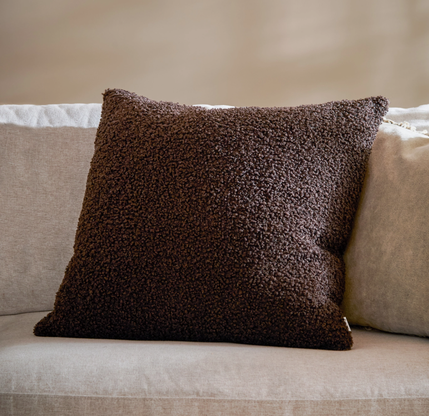 Cabu Chunky Boucle Cushion - Chocolate