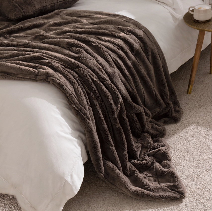 Empress Faux Fur Throw - Taupe
