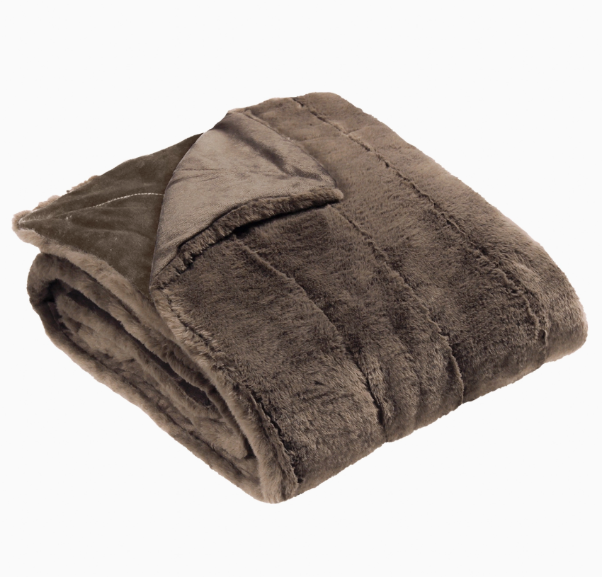 Empress Faux Fur Throw - Taupe