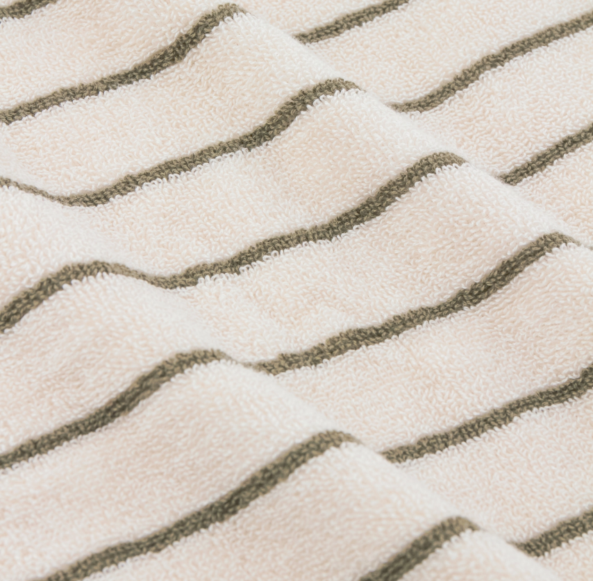 Hebden Narrow Stripe 100% Cotton Hand Towel - Olive