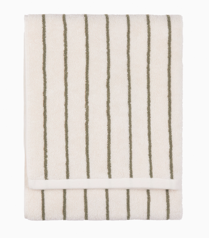 Hebden Narrow Stripe 100% Cotton Hand Towel - Olive