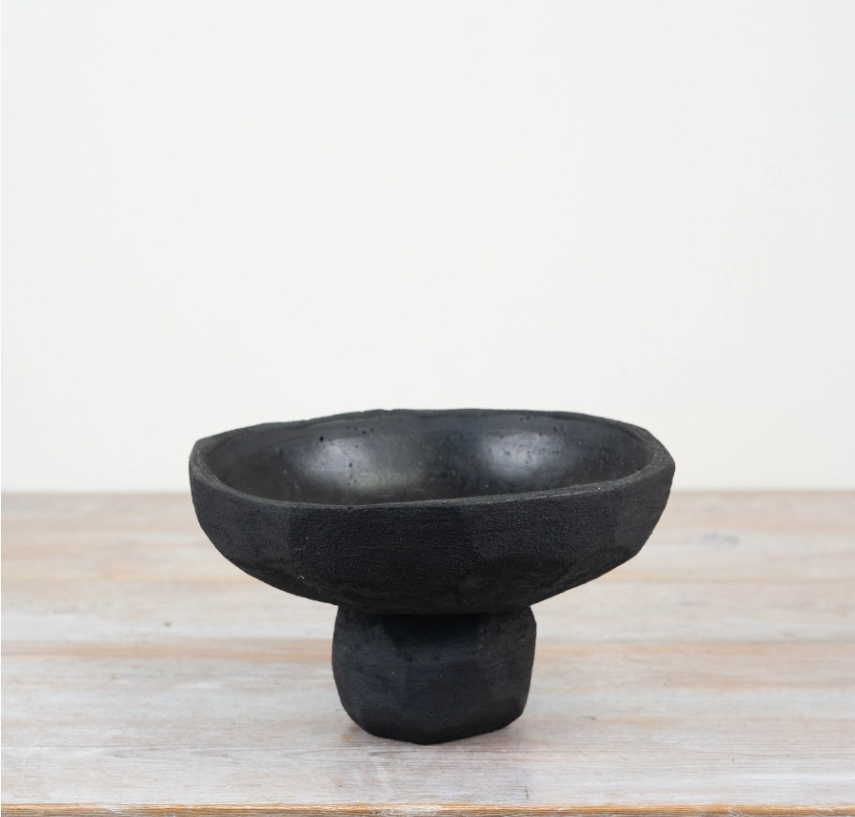 Black Cement Bowl Style Pot - 23cm