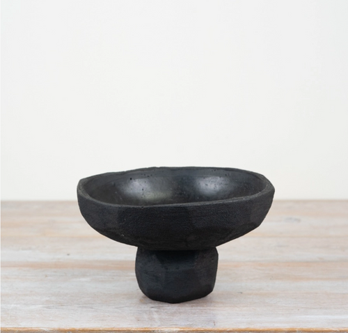 Black Cement Bowl Style Pot - 23cm