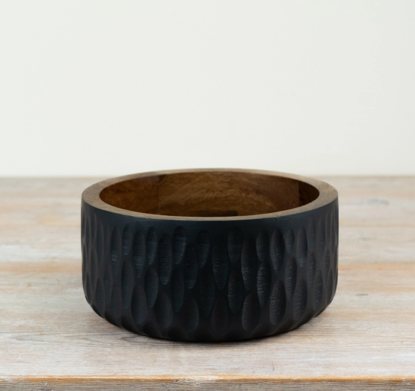 Black Ribbed Bowl
