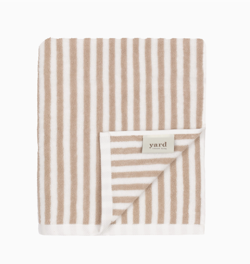 Hebden Striped Cotton Hand Towel -  Natural