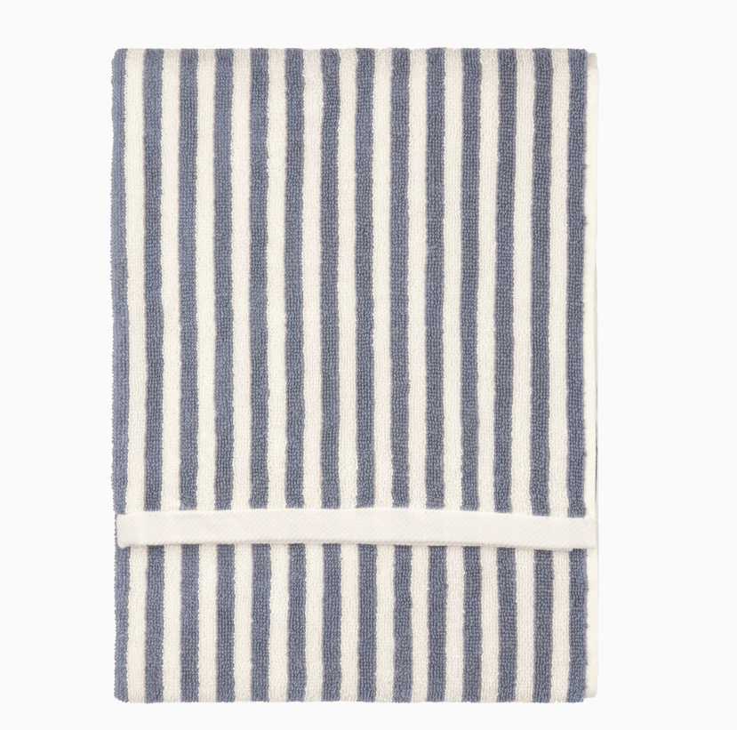 Hebden Striped 100% Cotton Hand Towel - Denim Blue