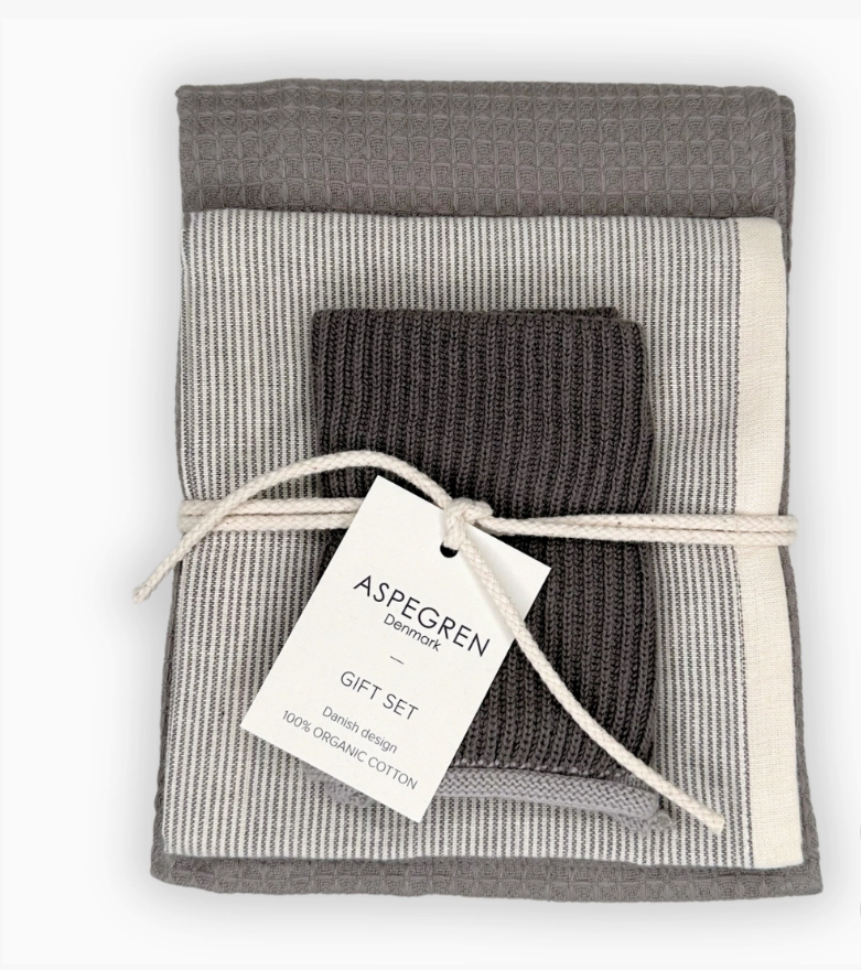 Flint Grey Tea Towel & Dish Cloth Gift Set