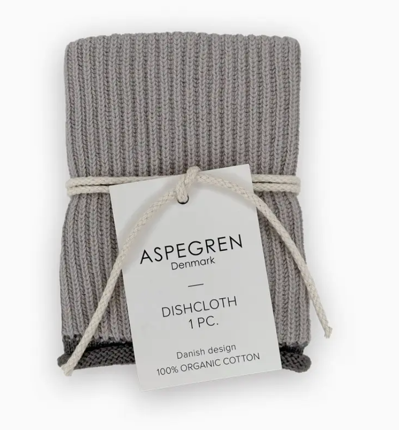 Knitted Dishcloth - Ripple - Dove