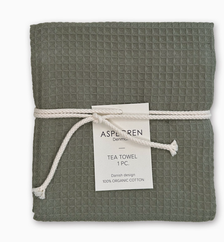 Olive Waffle Tea Towel