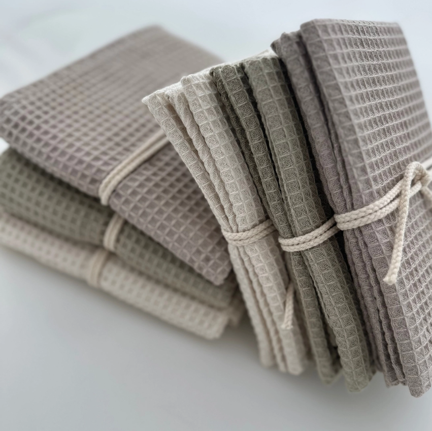 Oyster Gray Waffle Dishcloths - Set of 2