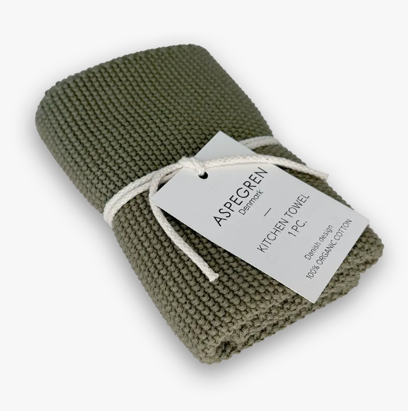 Knitted Kitchen Towel - Olive