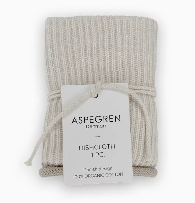 Knitted Dishcloth - Ripple - Birch