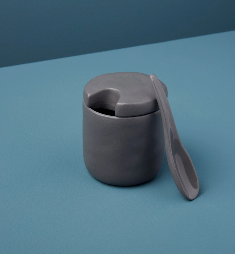 Tam Sugar Cellar with Spoon - Slate Grey