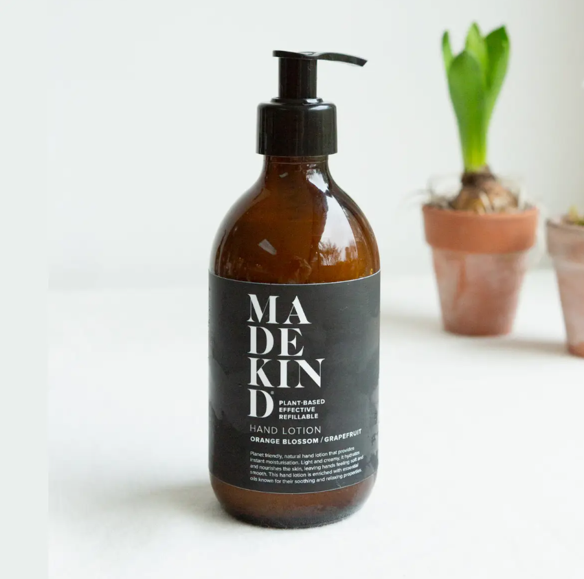 MadeKind Natural Hand Lotion - Orange Blossom & Grapefruit (300ml) - Glass Bottle