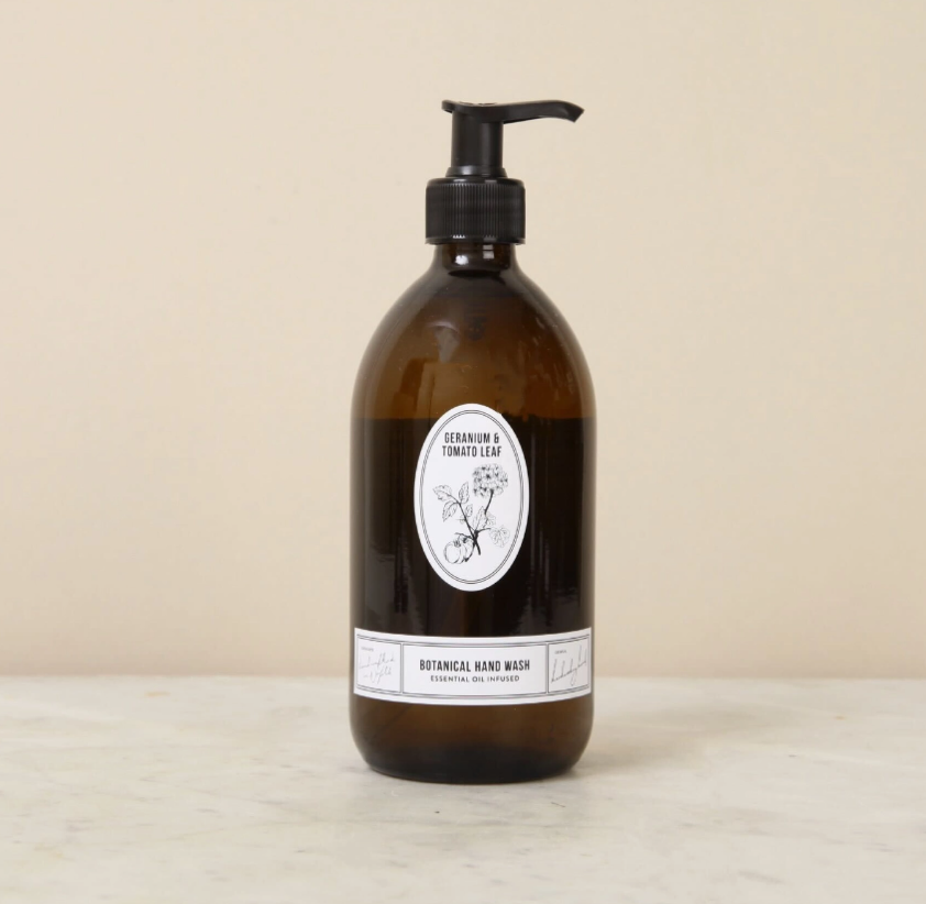 Norfolk Natural Living Hand Wash - Tomato & Geranium 500ml (Glass Bottle)