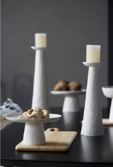 Ota Cream Dish on Stand