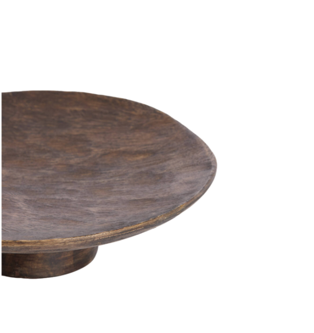 Yavisa Antique Light Brown Wood Dish on Stand