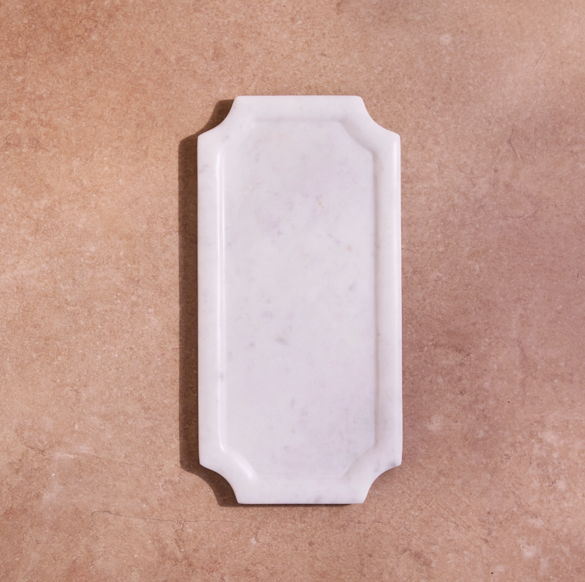 White Rectangle Marble Framed Board