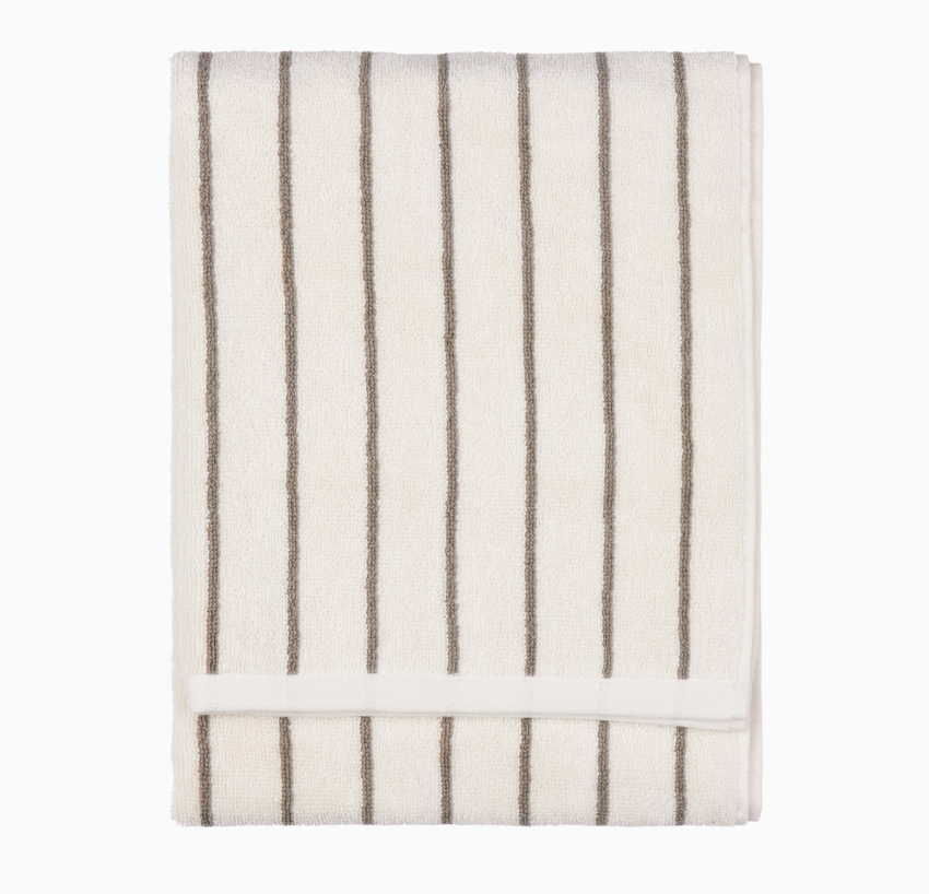 Hebden Narrow Stripe 100% Cotton Hand Towel - Mole