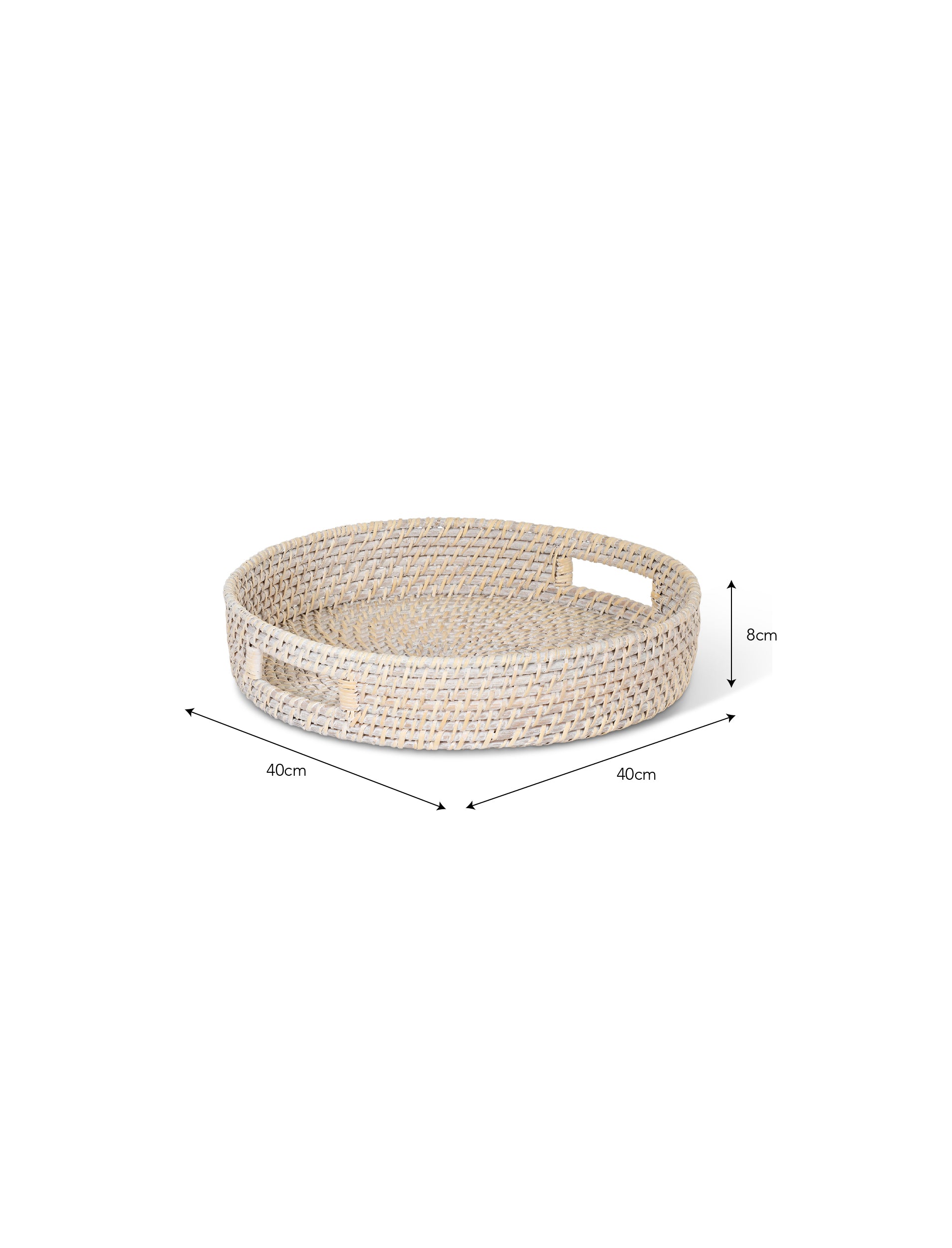 Wittering White Rattan Round Tray