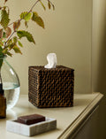 Wittering Square Tissue Box Holder - Rattan, Antique Brown