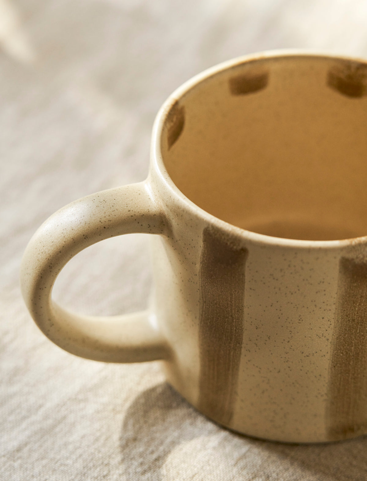 Woolstone Stoneware Striped Mugs - Truffle (Set of 2)
