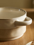 Blandon Half Glazed Bowls Stoneware (White)