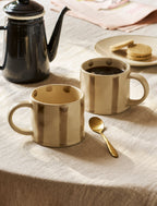 Woolstone Stoneware Striped Mugs - Truffle (Set of 2)